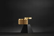 Leinwandbild Motiv 3D rendering abstract gold platform podium product presentation backdrop