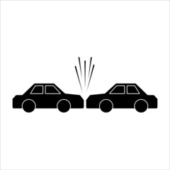 two cars collided, accident icon vector illustration