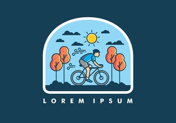 Wall Mural - illustration badge of riding bicycle