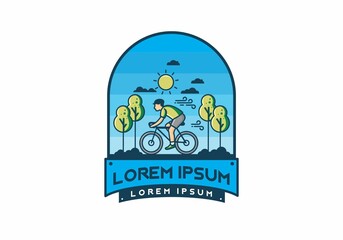 Wall Mural - illustration badge of riding bicycle