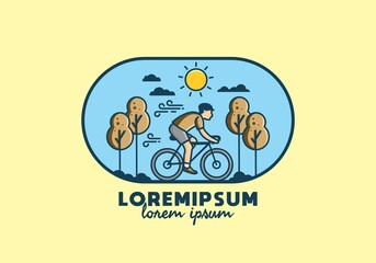 Wall Mural - illustration badge of riding bicycle