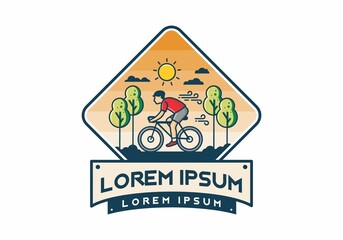 Wall Mural - illustration badge of riding bicycle