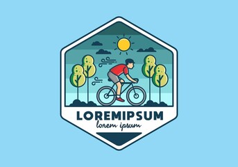 Wall Mural - illustration badge of riding bicycle