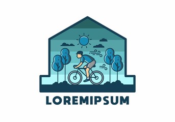 Wall Mural - illustration badge of riding bicycle
