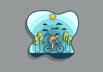 Wall Mural - illustration badge of riding bicycle