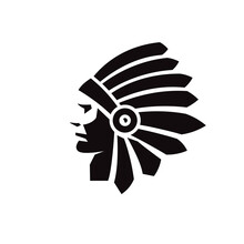 Simple Indian Chief Head Silhouette Vector