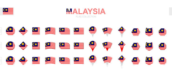 Wall Mural - Large collection of Malaysia flags of various shapes and effects.