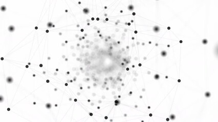 Wall Mural - technology network background concept flying through digital data tunnel white background loop