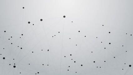 Wall Mural - 4k moving network depth of field. 3d animation of dots and lines connected, slow motion. computer da