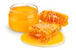 © kolesnikovserg - Honeycombs and honey puddle isolated on white background with clipping path and full depth of field