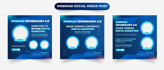 Wall Mural - set of business technology digital marketing webinar invitation poster social media post for online 