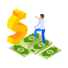 Wall Mural - Cash Investment Isometric Composition