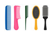 Various combs set of hairdresser. Hair care, combing, styling.