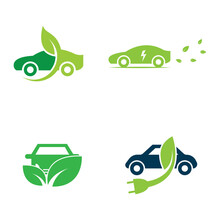 Eco Car And Electric Green Car Technology,icon Logo Vector Design Template.