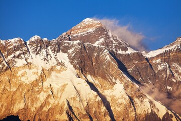 Wall Mural - Mount Everest evening sunset red colored view