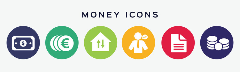 Poster - Set of flat money icon.