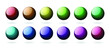 © Octopusart - Volumetric multi-colored balls. 3d. Trendy vector template for bullet points, markers, stickers, icons.12 colors.