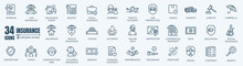 Insurance Minimal Thin Editable Line Web Icon Set. Outline Icons Collection. Simple Vector Illustration