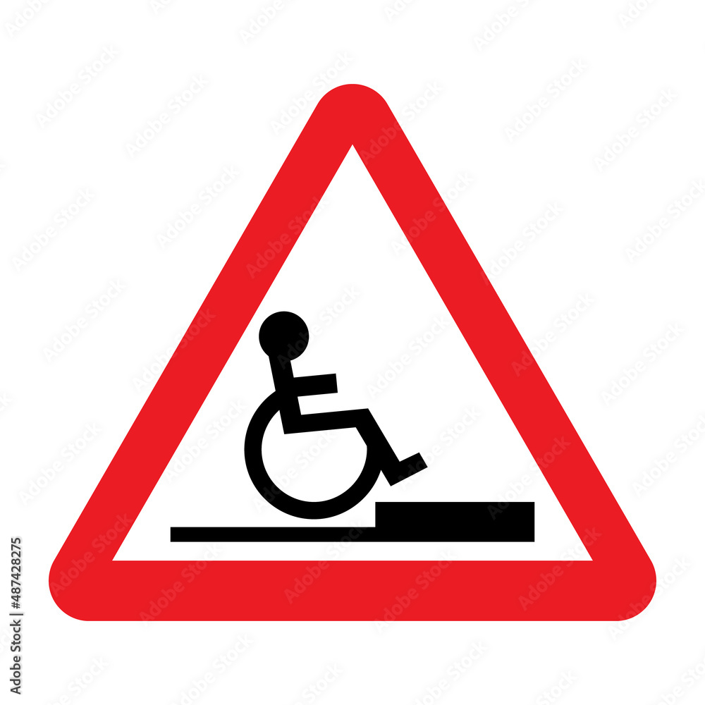 Threshold Warning Obstacle for wheelchair warning sign. Vector illustration of red ...