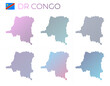 DR Congo dotted map set. Map of DR Congo in dotted style. Borders of the country filled with beautiful smooth gradient circles. Amazing vector illustration.