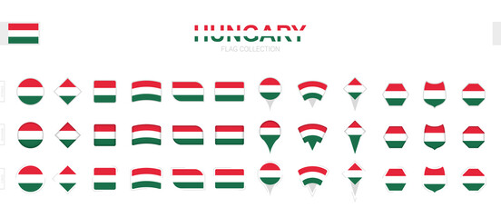 Wall Mural - Large collection of Hungary flags of various shapes and effects.