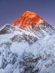Wall Mural - sunset light spot on the mountain everest in evening in nepal