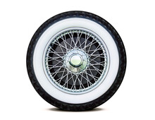 Old Car Spoke Wheel White-faced Rubber Isolated