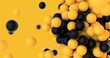 Abstract 3d render of composition with yellow and black spheres, modern background wallpaper design. Template for presentation,logo,banner.Two colors,geometric shapes,simple mockup