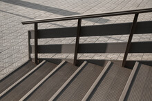 View Of Modern Metal Stairs With Railing Outdoors