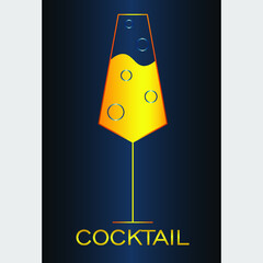 Wall Mural - abstract minimal mimosa cocktail logo on a dark background