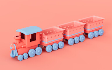 Wall Mural - A train with pink background, 3d rendering.