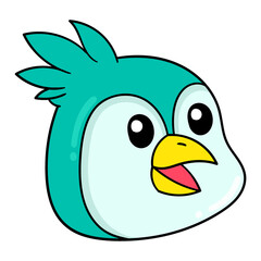 Wall Mural - penguin head is smiling cutely, doodle icon drawing