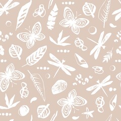 Wall Mural - Vintage seamless pattern with butterflies.