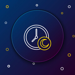 Poster - Line Time to sleep icon isolated on blue background. Sleepy zzz. Healthy lifestyle. Colorful outline concept. Vector