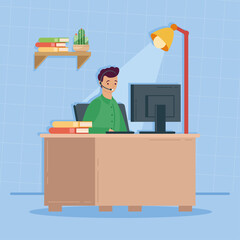 Wall Mural - man working in desktop