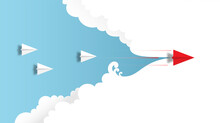 Business Accelerated Concept With Paper Airplane On Cloud Illustration. 