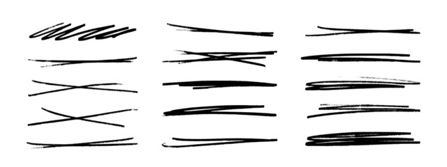 a set of strikethrough underlines. brush stroke markers collection. vector illustration of crossed s