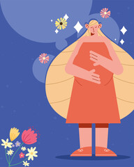 Wall Mural - pregnancy woman and flowers