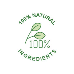 Wall Mural - 100% natural ingredients label icon in color icon, isolated on white background 