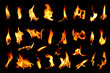 © Arteekom - A small group of beautiful lights up close Ignites fuel on a black background at night Red yellow heat energy on black background