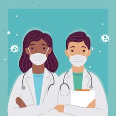 Sticker - doctors couple medical staff