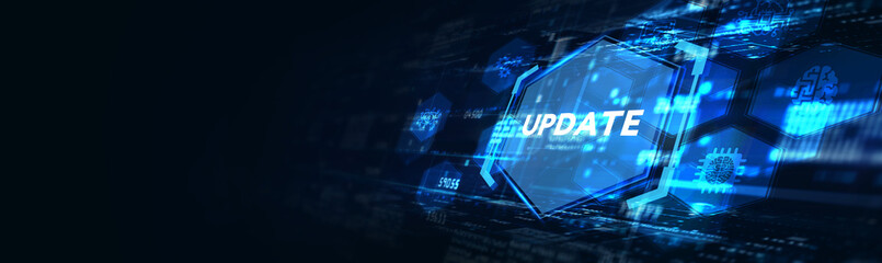 business, technology, internet and network concept. update software computer program upgrade.