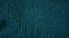 Abstract Blue Turquoise Rough Filler Plaster Facade Wall Texture Background, With Vertical Line Corrugation