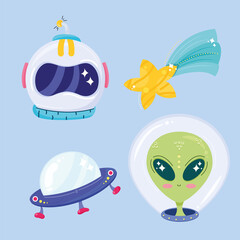 Poster - space universe four icons