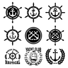 Wall Mural - Set of vintage nautical emblems. Design elements for poster, emblem, sign, t shirt. Vectoor illustration