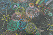 © kryscina - colored chalk rainbow circles drawing on the asphalt. High-quality photo