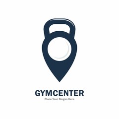 Wall Mural - Gym point or gym center vector logo design. Suitable for gym and GPS locator symbol