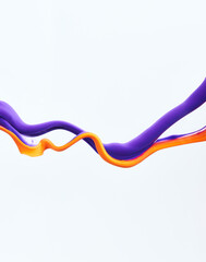 Wall Mural - Abstract acrylic paint background. Orange and purple inks curve in water