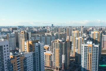  City view from a height, many high-rise buildings to the horizon.