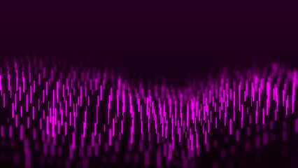 Abstract dynamic wave flow of purple vertical lines on purple background. Digital wave background concept. Big data visualization. 3D rendering.